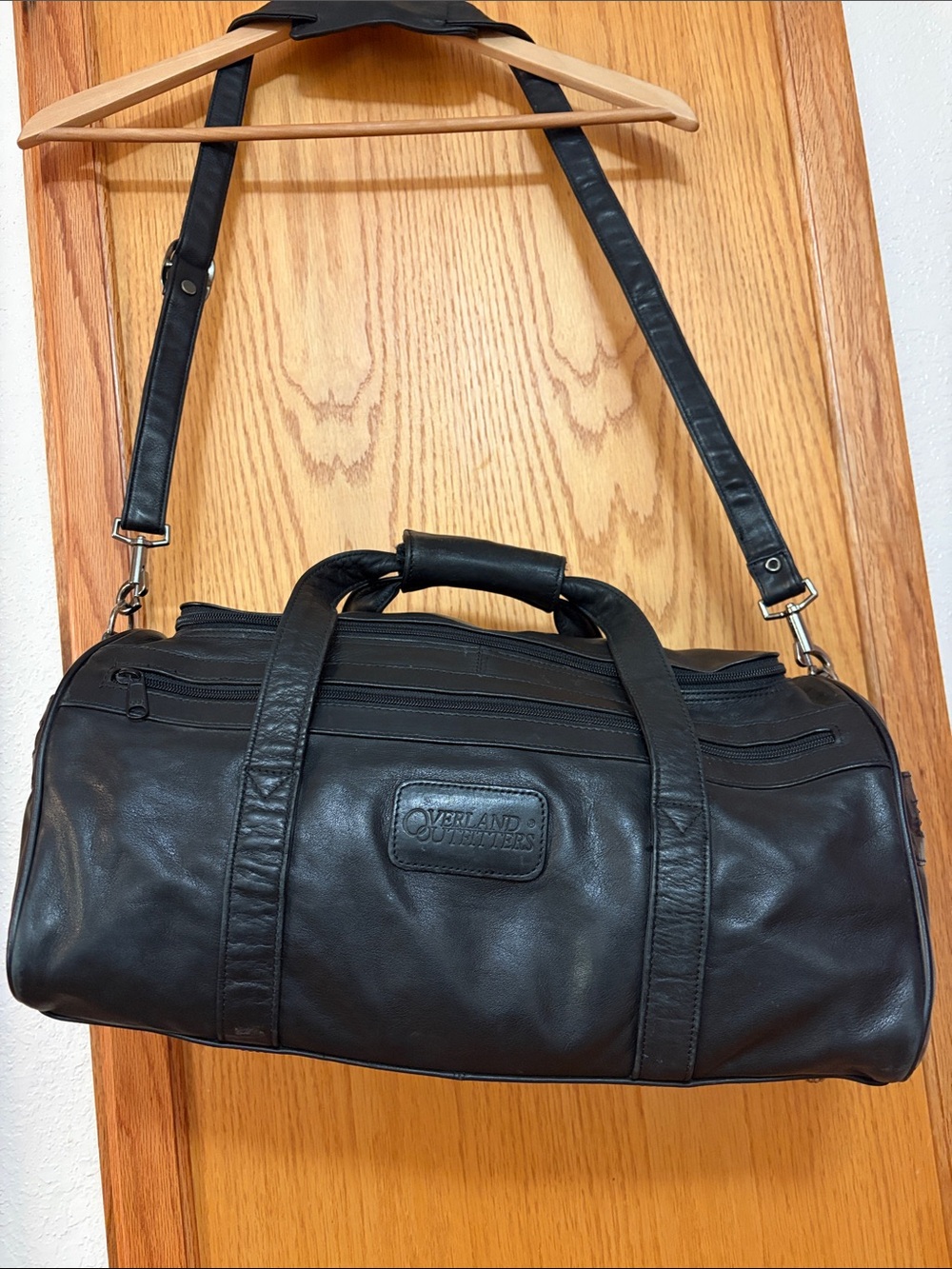 Overland Outfitters Leather Black Duffel Bag Small Gear Vintage Removable Strap